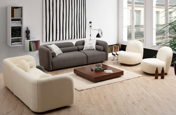 Atelier Del Sofa Victoria Bouclette - Sofá de 2 plazas Crema